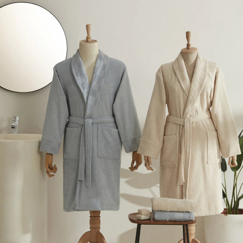 Karaca Home Santos 4-Piece Family Bathroom Set, Beige - Blue