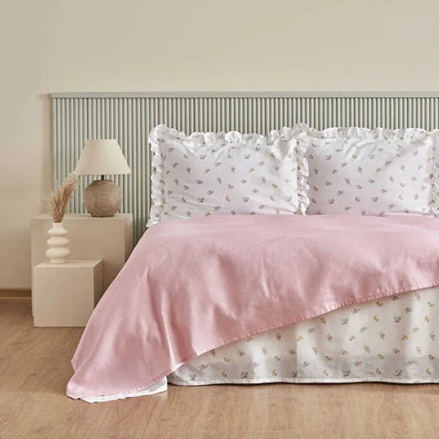 Karaca Lidya 100% Cotton Bedding Set, Double, Pink