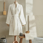 Karaca Home Andy 100% Turkish Cotton Bathrobe Set, L/XL, Offwhite