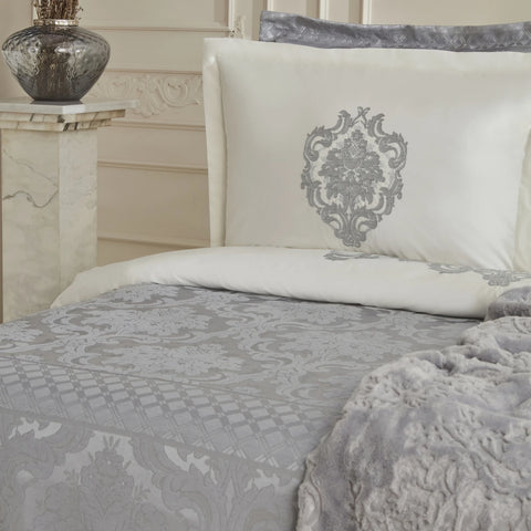 Karaca Home Tugba 8-Piece Bedding Set, Double, Silver