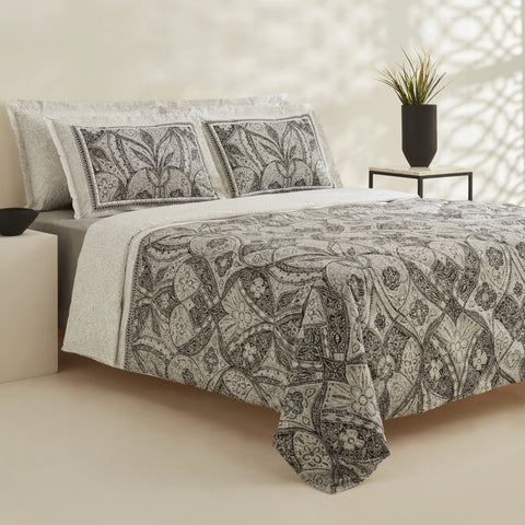 Karaca Santi 100% Turkish Cotton Duvet Cover Set, Single, Black