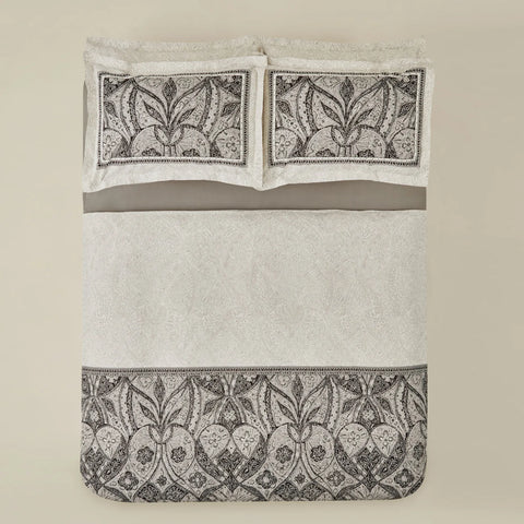 Karaca Santi 100% Turkish Cotton Duvet Cover Set, Double, Black