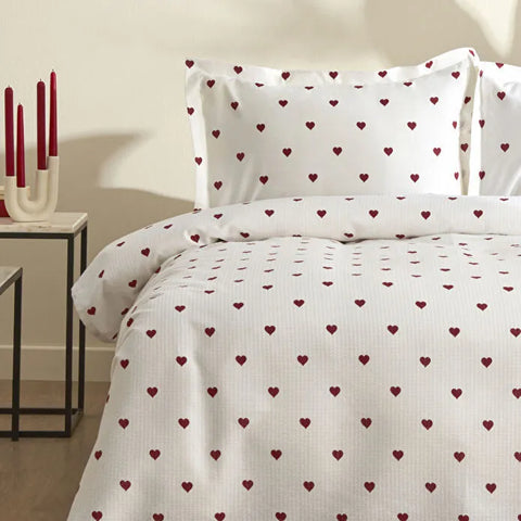 Karaca Amour 100% Cotton Bedding Set, Single, Red