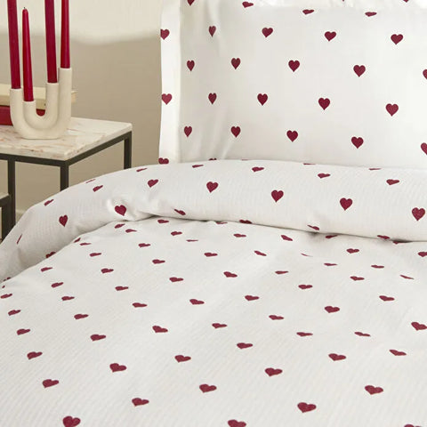 Karaca Amour 100% Cotton Bedding Set, Single, Red