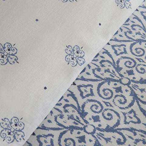 Karaca Marino 100% Turkish Cotton Duvet Cover Set, Double, Blue