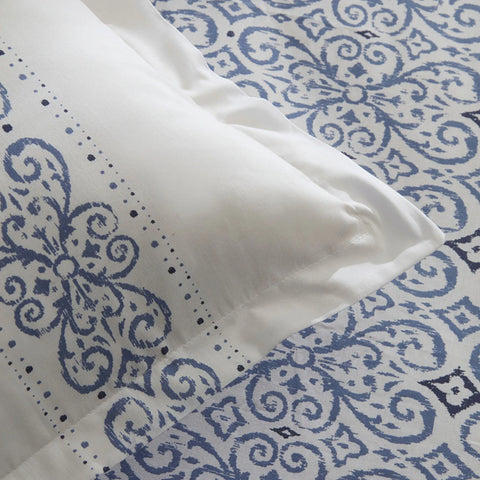 Karaca Marino 100% Turkish Cotton Duvet Cover Set, Double, Blue