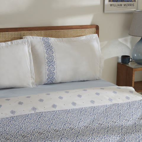 Karaca Marino 100% Turkish Cotton Duvet Cover Set, Single, Blue