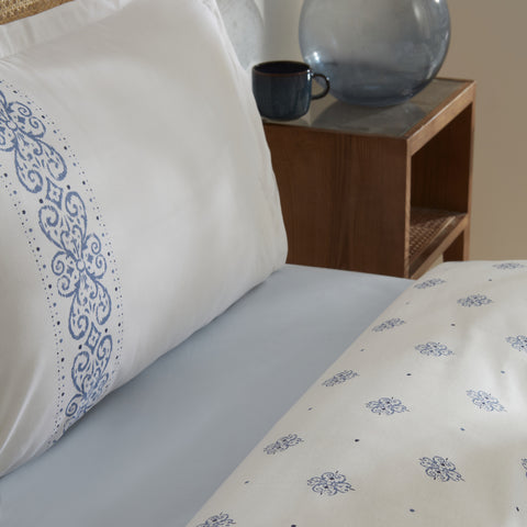 Karaca Marino 100% Turkish Cotton Duvet Cover Set, Single, Blue