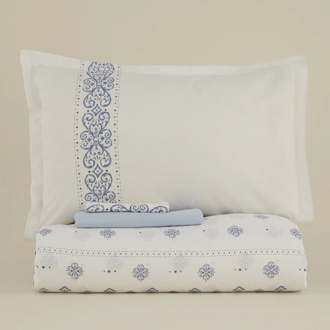 Karaca Marino 100% Turkish Cotton Duvet Cover Set, Single, Blue