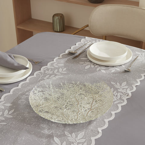 Karaca Home Autumn Decorative Plate, 33cm, Silver