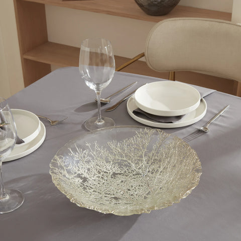 Karaca Home Autumn Decorative Plate, 33cm, Silver