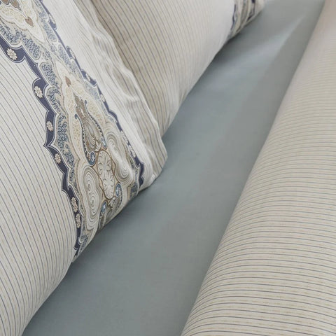 Karaca Lemy 100% Cotton Satin Duvet Cover Set, Single, Blue