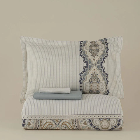 Karaca Lemy 100% Cotton Satin Duvet Cover Set, Single, Blue