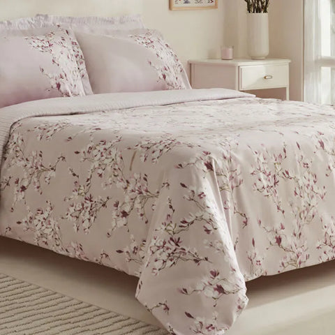 Karaca Pesla 100% Cotton Satin Duvet Cover Set, Single, Pink