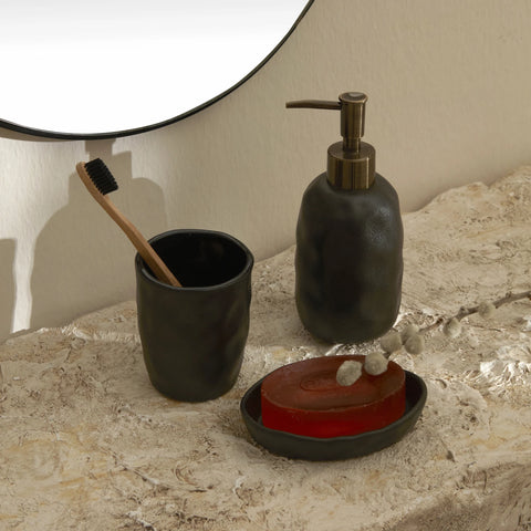 Karaca Home Tracy 3-Piece Bathroom Accessory Set, Black