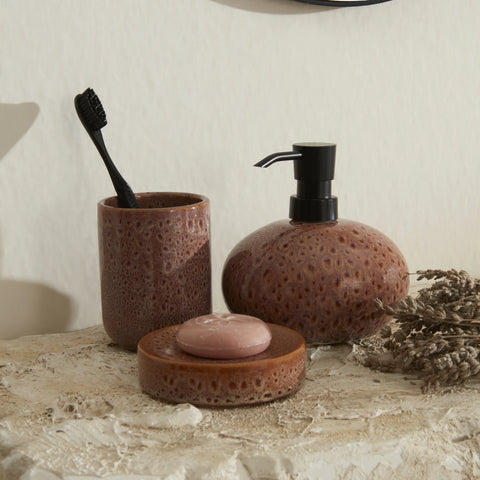 Karaca Home Olivia 3-Piece Bathroom Accessory Set, Mauve