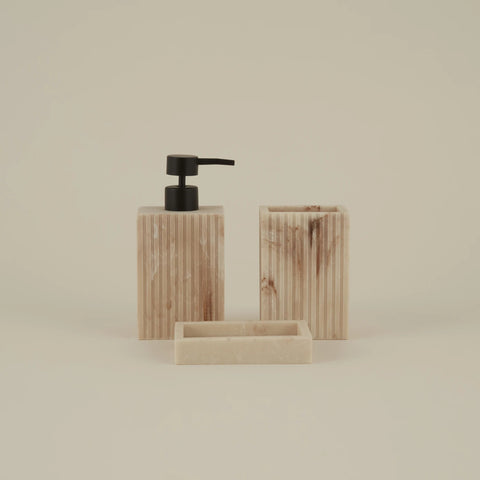 Karaca Home Pietra 3-Piece Bathroom Accessory Set, Naturel