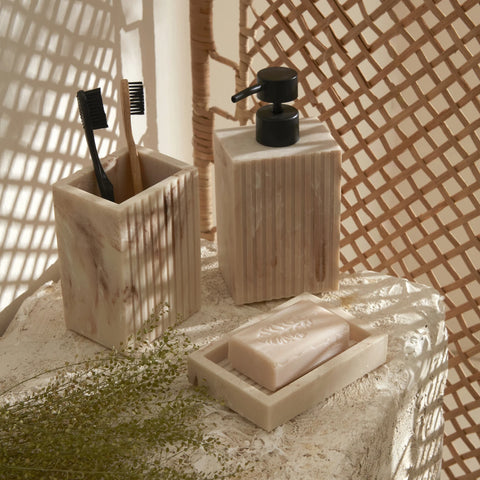 Karaca Home Pietra 3-Piece Bathroom Accessory Set, Naturel