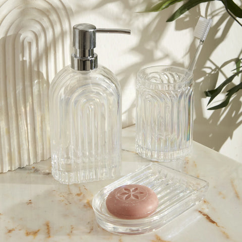 Karaca Home Lenna 3-Piece Bathroom Accessory Set, Naturel