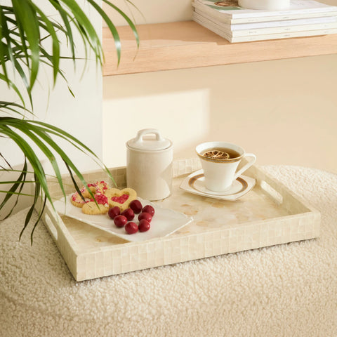 Karaca Home Carrie Decorative Tray, 45cm, Beige