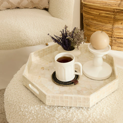 Karaca Home Carrie Decorative Tray, 37cm, White