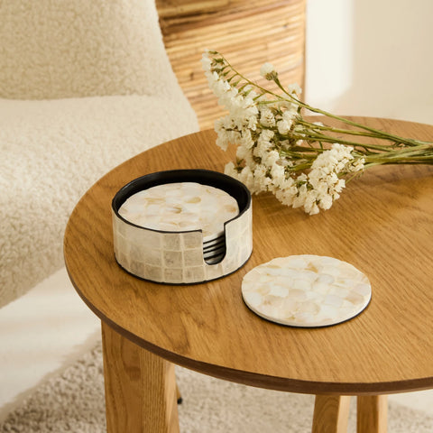 Karaca Home Carrie 6-Piece Coaster Set, White