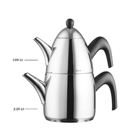 Jumbo 6500 Stainless Steel Midi Teapot, 3.3,L Black