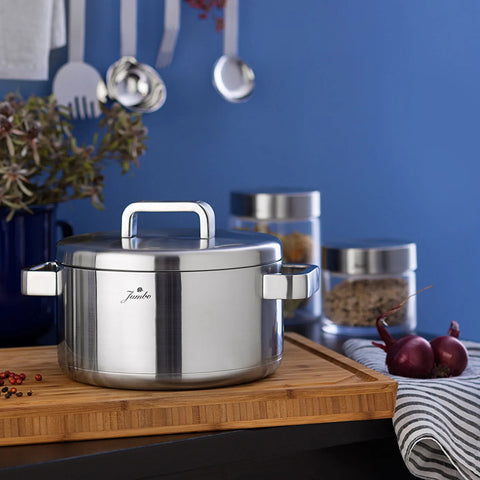 Jumbo Monaco 8-Piece 3ply Stainless Steel Induction Cookware Set, Silver