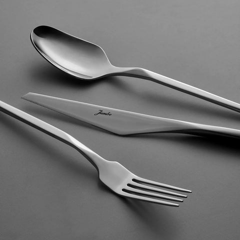 Jumbo 5100 Quartz 84-Piece Stainless Steel Cutlery Set for 12 People, Silver