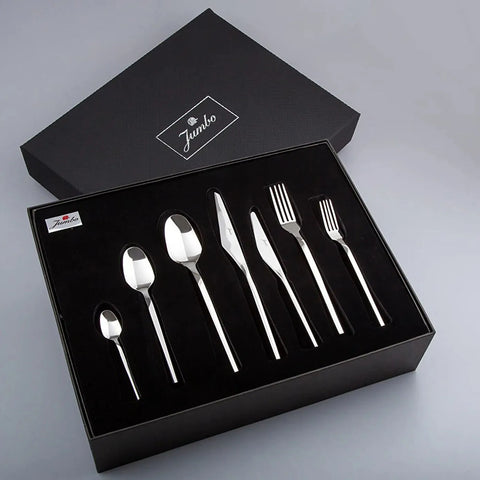 Jumbo 5100 Quartz 84-Piece Stainless Steel Cutlery Set for 12 People, Silver