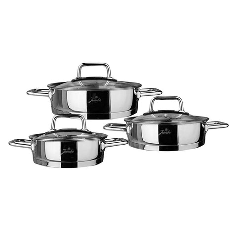 Jumbo Assos 6-Piece Stainless Steel Induction Cookware Set, Midi, Silver