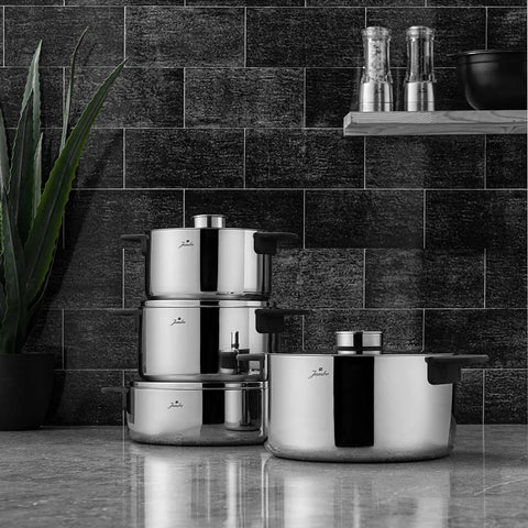 Jumbo Infinity 8-Piece 3Ply Stainless Steel Induction Cookware Set, Silver