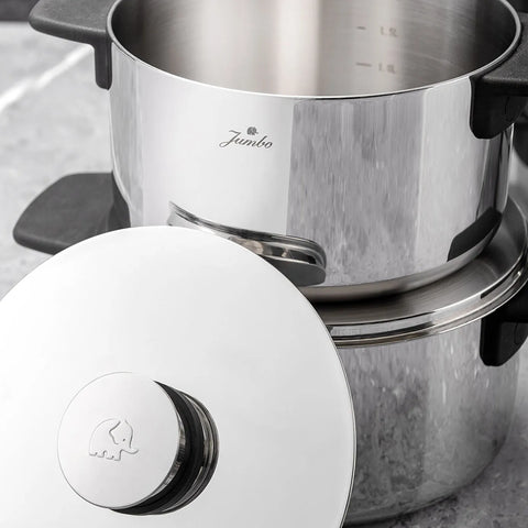 Jumbo Infinity 8-Piece 3Ply Stainless Steel Induction Cookware Set, Silver