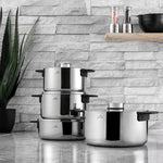 Jumbo Infinity 8-Piece 3Ply Stainless Steel Induction Cookware Set, Silver