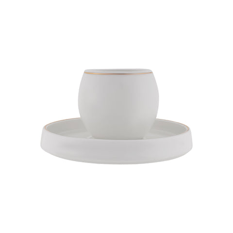 Karaca Streamline Sunset 12-Piece Porcelain Espresso Turkish Coffee Cup Set for 6 People, 100ml, White
