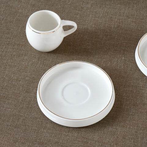 Karaca Streamline Sunset 12-Piece Porcelain Espresso Turkish Coffee Cup Set for 6 People, 100ml, White