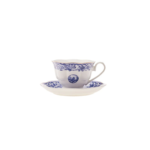 Karaca Blue Odyssey 4-Piece Porcelain Tea Cup Set for 2 People, 220ml, Blue