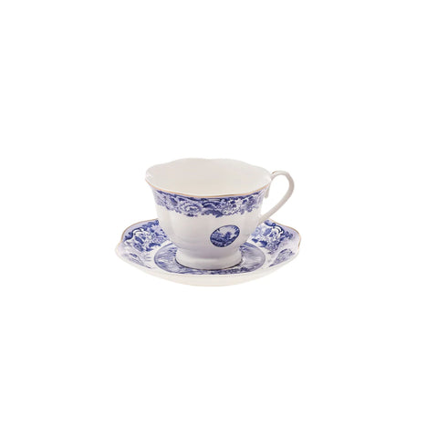 Karaca Blue Odyssey 4-Piece Porcelain Tea Cup Set for 2 People, 220ml, Blue