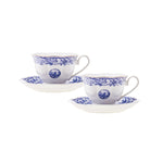 Karaca Old Town 4-Piece Porcelain Tea Cup Set for 2 People, 220ml, Blue