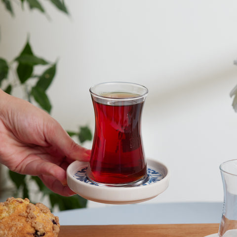 Karaca Mavili 6-Piece Turkish Tea Set for 6 People, 170ml