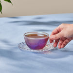 Karaca Rory Glass Tea Cup and Saucer, 200ml, Clear