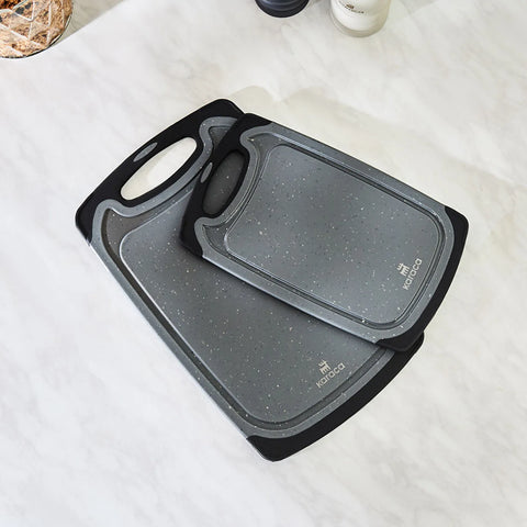 Karaca Daily 2-Piece Granite-Patterned Daily Chopping Board Set, Grey