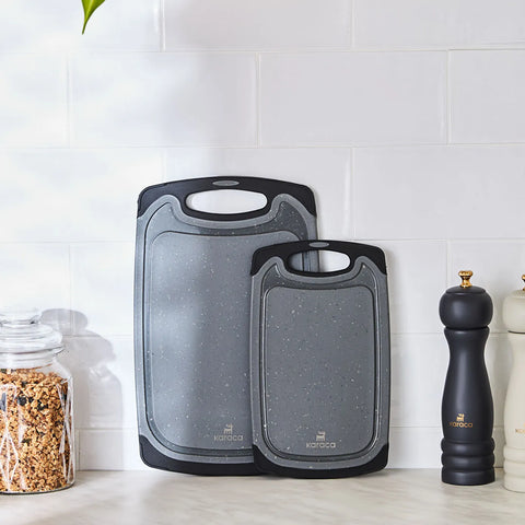 Karaca Daily 2-Piece Granite-Patterned Daily Chopping Board Set, Grey