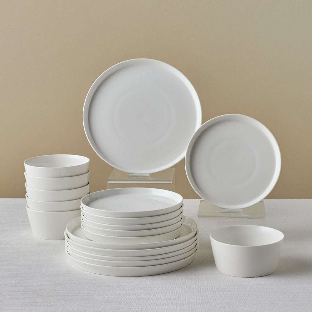 Karaca Salvare 18-Piece Bone China Dinner Set for 6 People, White