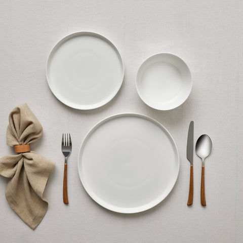 Karaca Salvare 18-Piece Bone China Dinner Set for 6 People, White