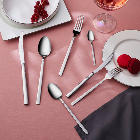 Karaca Nil V2 84-Piece Stainless Steel Cutlery Set for 12 People, Platin