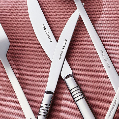 Karaca Nil V2 84-Piece Stainless Steel Cutlery Set for 12 People, Platin