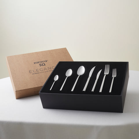 Karaca Nil V2 84-Piece Stainless Steel Cutlery Set for 12 People, Platin
