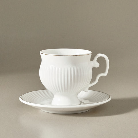 Karaca Malta 12-Piece Porcelain Espresso Turkish Coffee Cup Set for 6 People, 100ml, White Gold