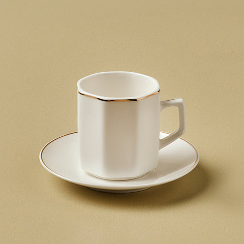 Karaca Vezir 12-Piece Bone China Turkish Coffee Cup Set for 6 People, 80ml, White